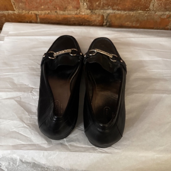 Coach Eileen Black Canvas Leather Monogram Slip On Loafers - Picture 2 of 5